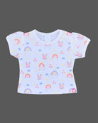 Pink checkered rabbit rainbow Candy House baby girl cotton knit dress for birthdays, playdates, and everyday casual wear