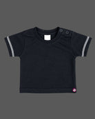 Mint printed boys dungaree set with black short sleeve t shirt