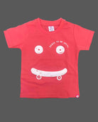 Little gentleman printed cotton t-shirt with short sleeves and skateboard graphic print