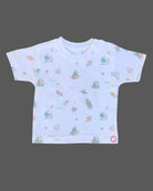 Mint green unisex premium corduroy baby dungaree set with Over The Moon rocket embroidery and white planet print short sleeve t-shirt