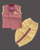 Boys dhoti and sleeveless kurta - Rose Pink