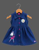 girls casual frock cotton denim sleeveless dress
