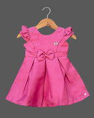 Girls elegant design casual frock - Rose Pink