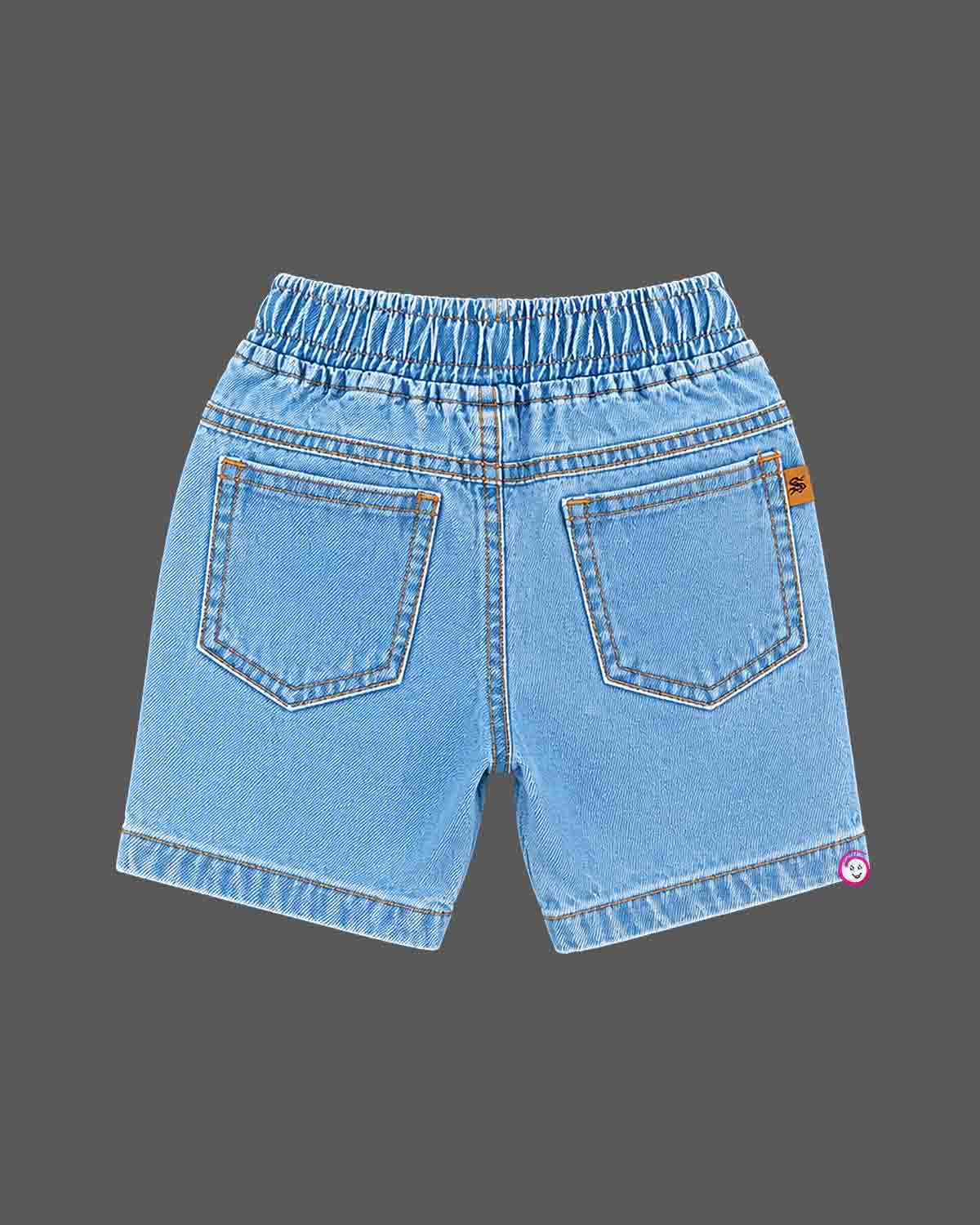 Toddler denim shorts featuring an elastic drawstring waistband from the baby boy  collection.