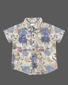 Toddler floral cotton short sleeve shirt with button placket for casual  playdates