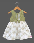 Toddler girl sleeveless embroidered party frock with floral design