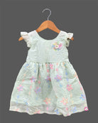 Baby girl floral embroidered cap sleeve party frock for birthday celebrations and garden events