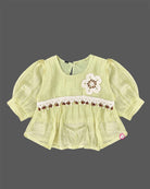 toddler cotton top with floral lace applique details for casual wear