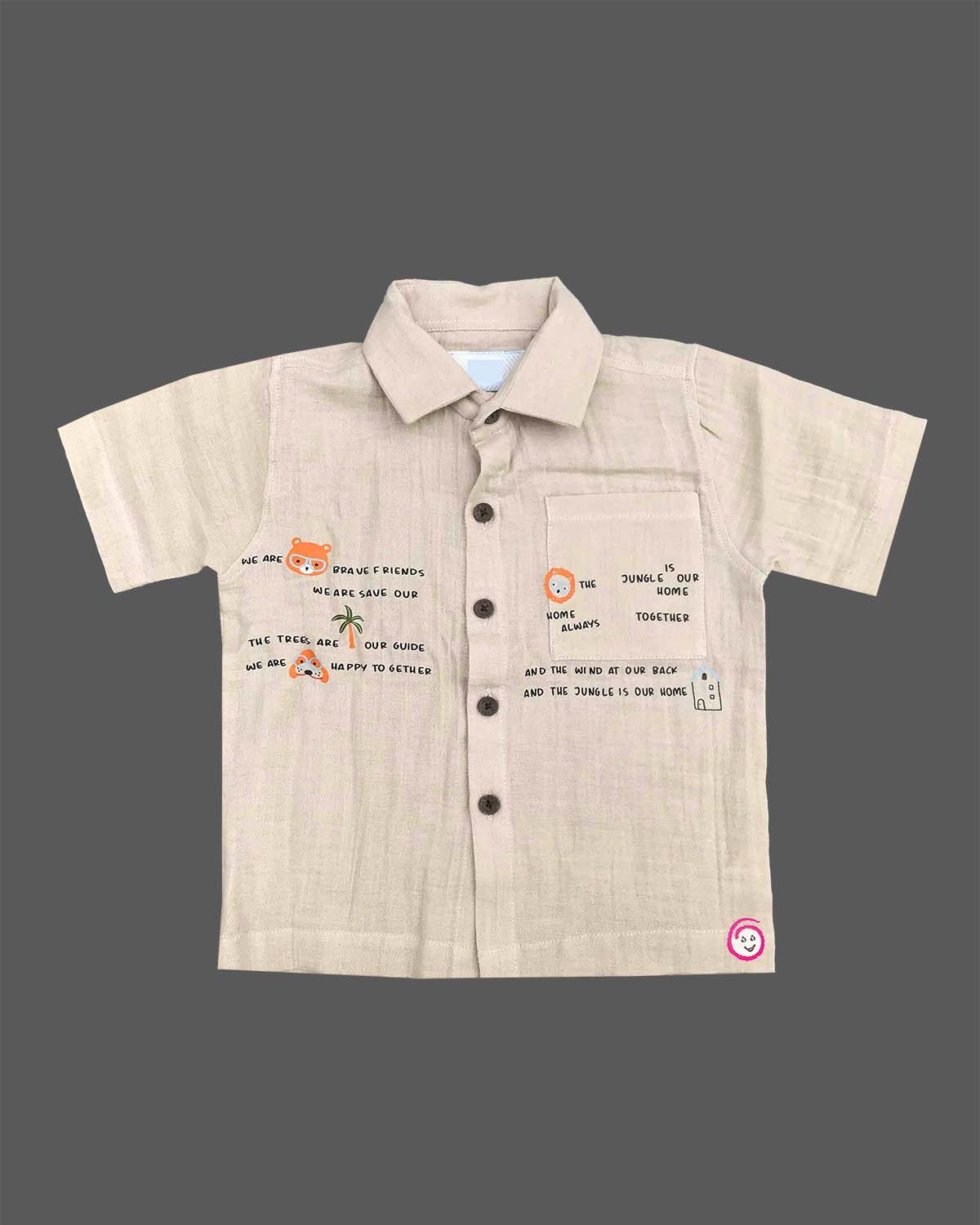Toddler cotton printed short sleeve shirt and matching cargo shorts clothing set for boys