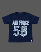 Toddler party wear button-down printed denim shirt with chest pockets and collar.