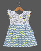 Girls floral design casual frock - Lime green