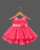 girlish party wear dress sequin floral net frock for birthday party