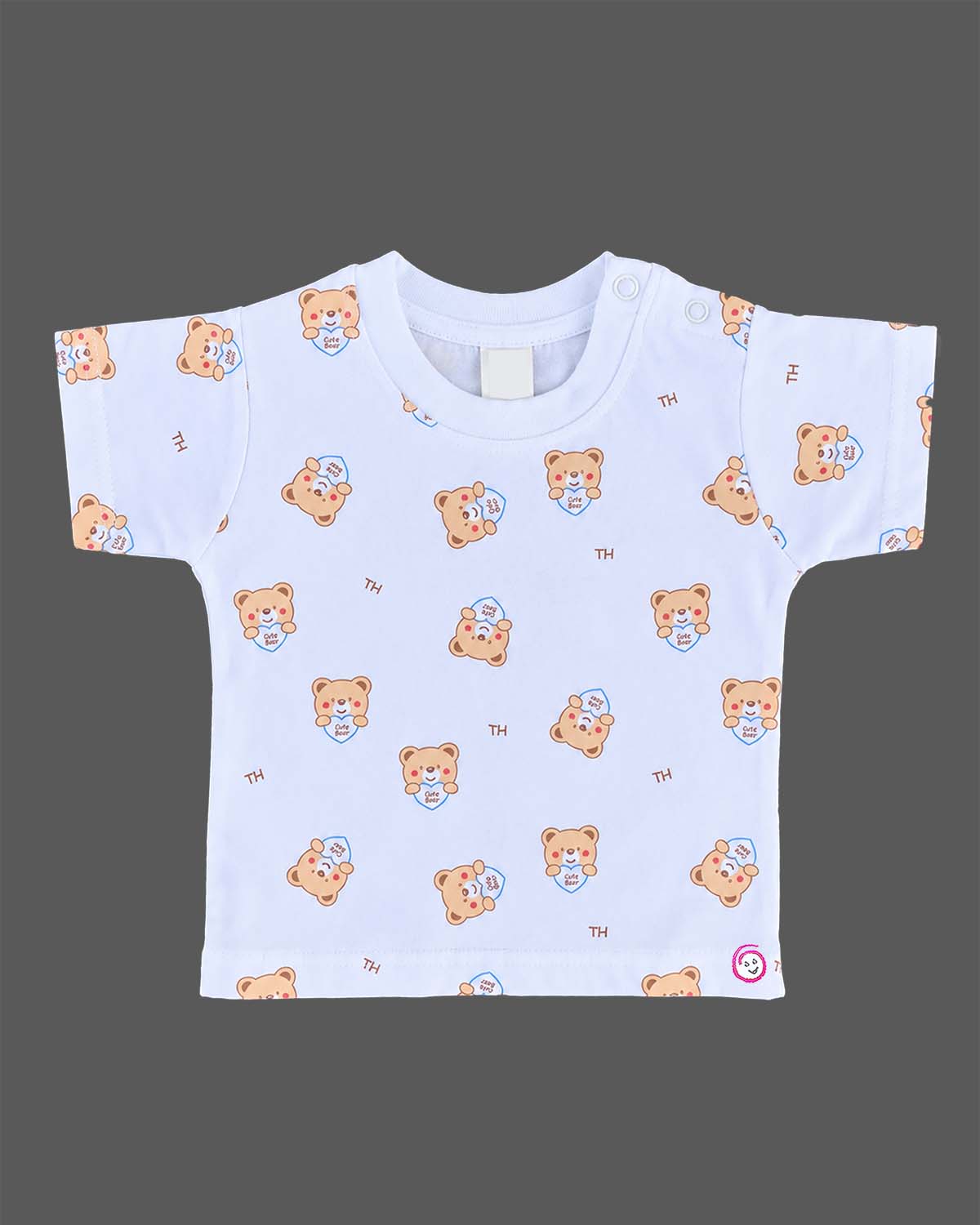 Baby boy printed t-shirt with blue bear embroidery dungaree shorts set