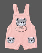 Infant boy dungaree set featuring playful bear applique and short sleeve t-shirt