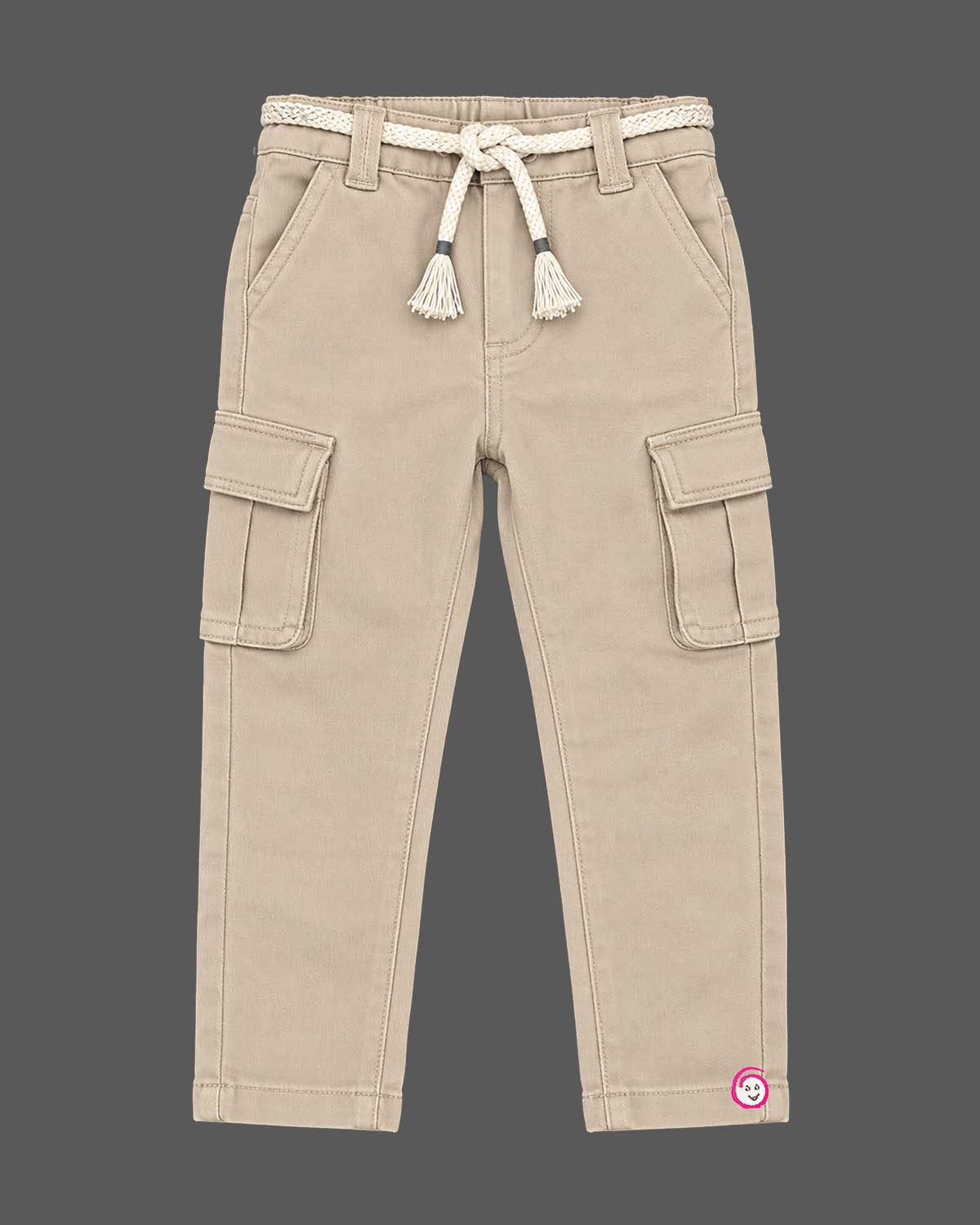 Boy wearing ribbed short sleeve button down shirt and matching cargo trousers party wear for boys