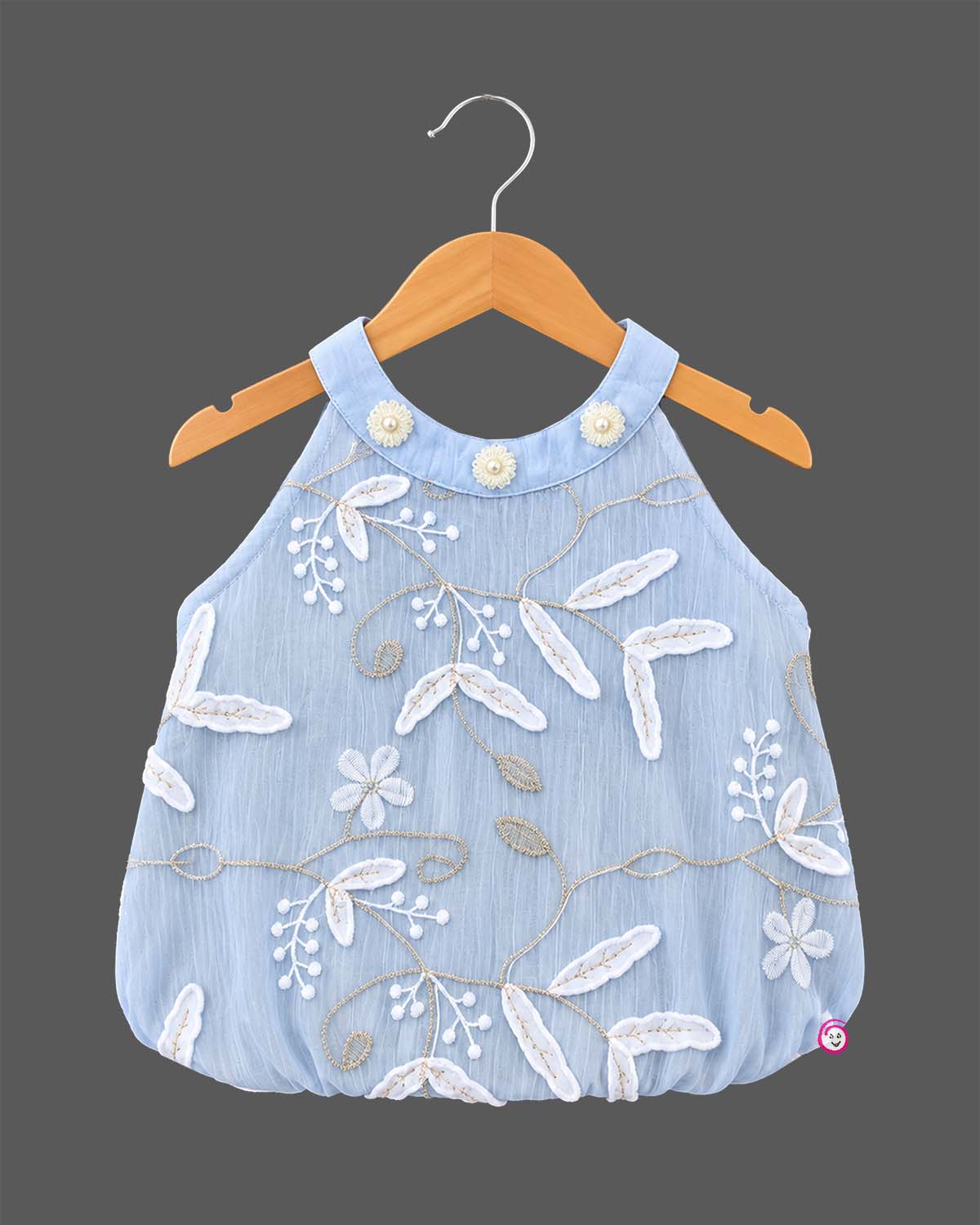Little Designer Floral Top round Neck Sleeveless Western Wear Top