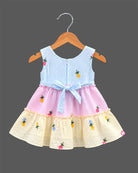 Baby girl seersucker frock with pineapple embroidery for casual outings