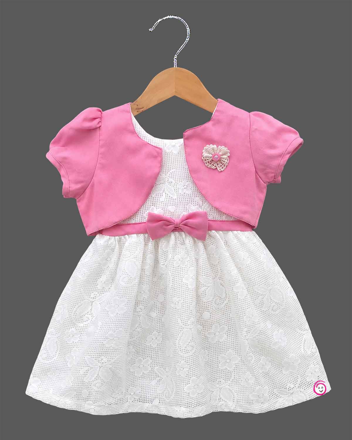 Toddler net frock with overcoat and matching jacket for birthday party and festive wear