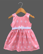 Sleeveless Cotton Embroidered Casual Frock with Pearl Bow Detail for Kids