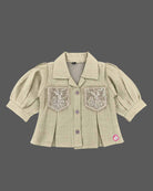 Little girl embroidered cotton top with elbow sleeve for birthday party wear