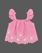 Baby girl lehenga featuring floral embroidered scalloped hem top and flared skirt