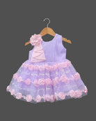 Girls floral applique with party frock - Purple