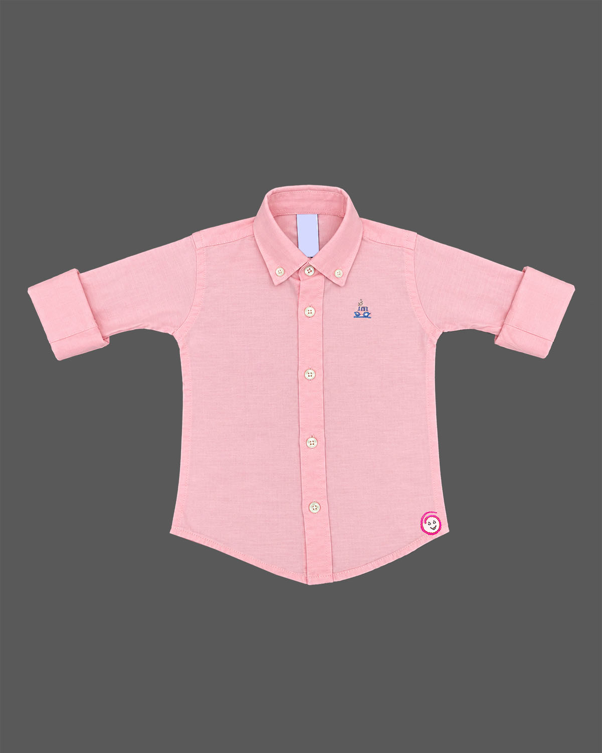 Toddler boys light pink pure cotton full sleeve shirt with button down collar