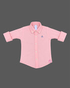Toddler boys light pink pure cotton full sleeve shirt with button down collar