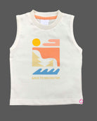 Vacation print short sleeve button down shirt with pocketed cargo shorts set for kids