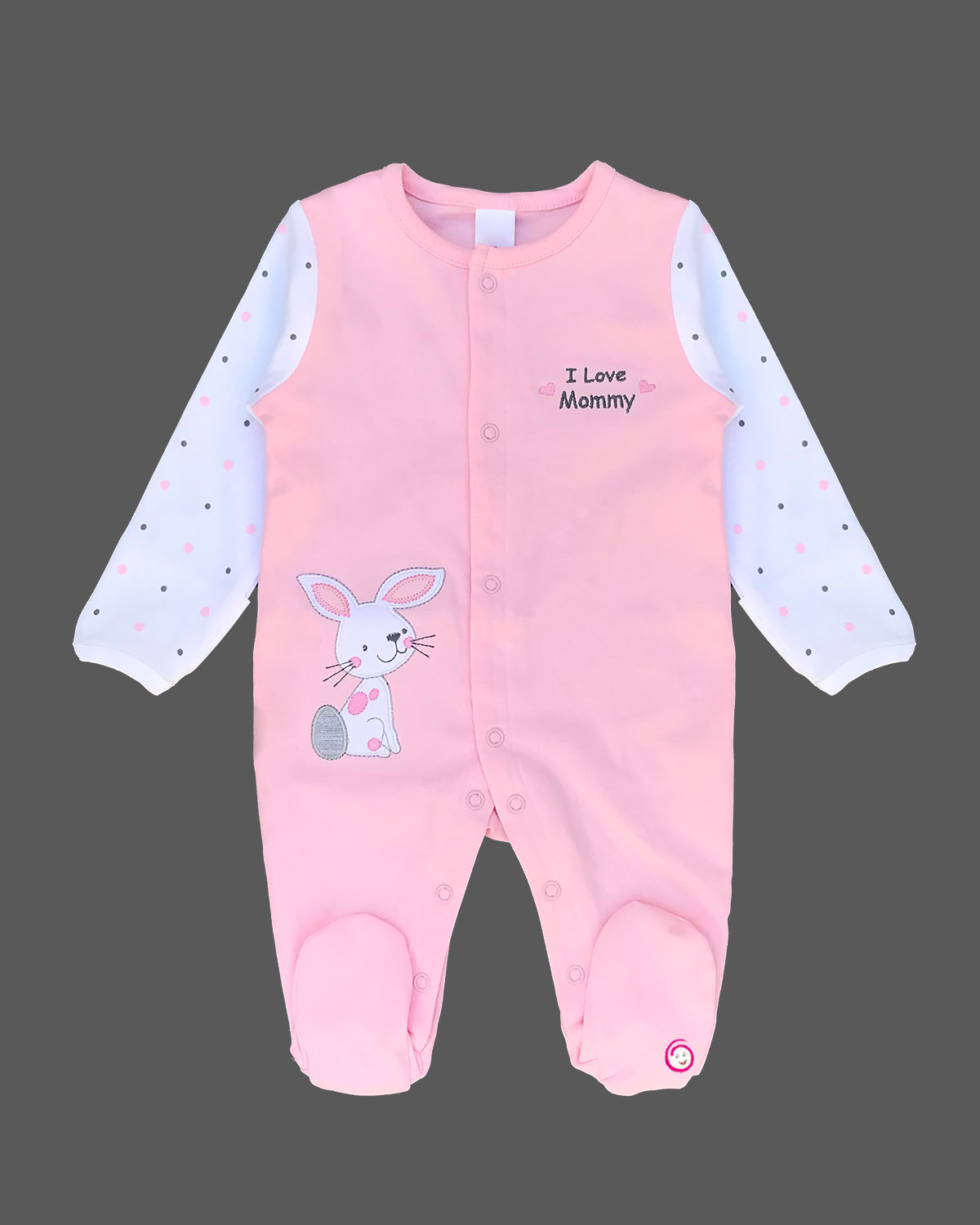Kids i love mummy printed full romper - Baby Pink