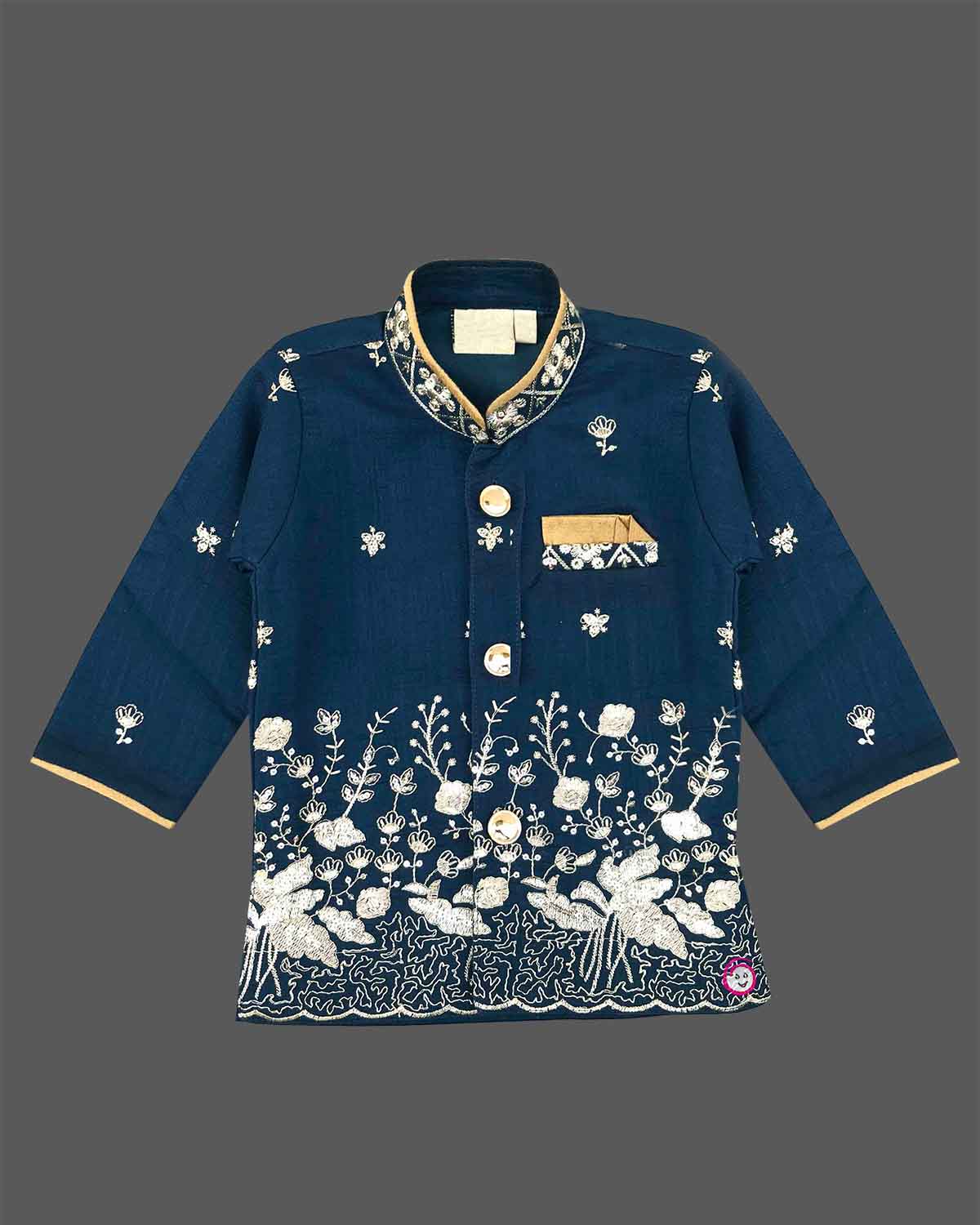 Boys embroidered silk sherwani set for wedding celebrations and festive ethnic functions