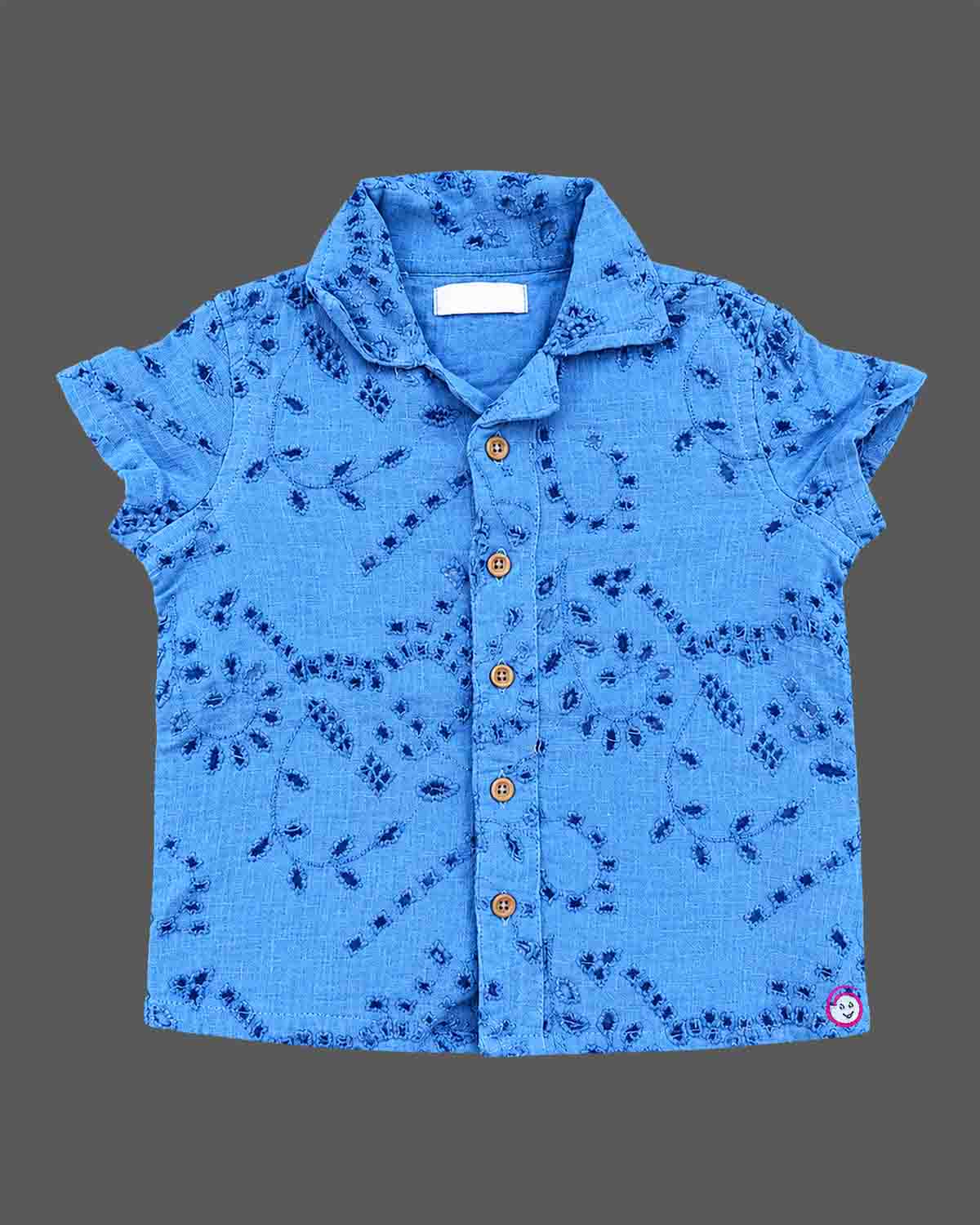 Little gentleman cotton short sleeve embroidered shirt for kids