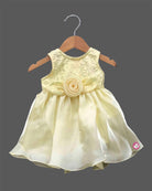 baby girl sequin frock with flower waist motif party wear dress