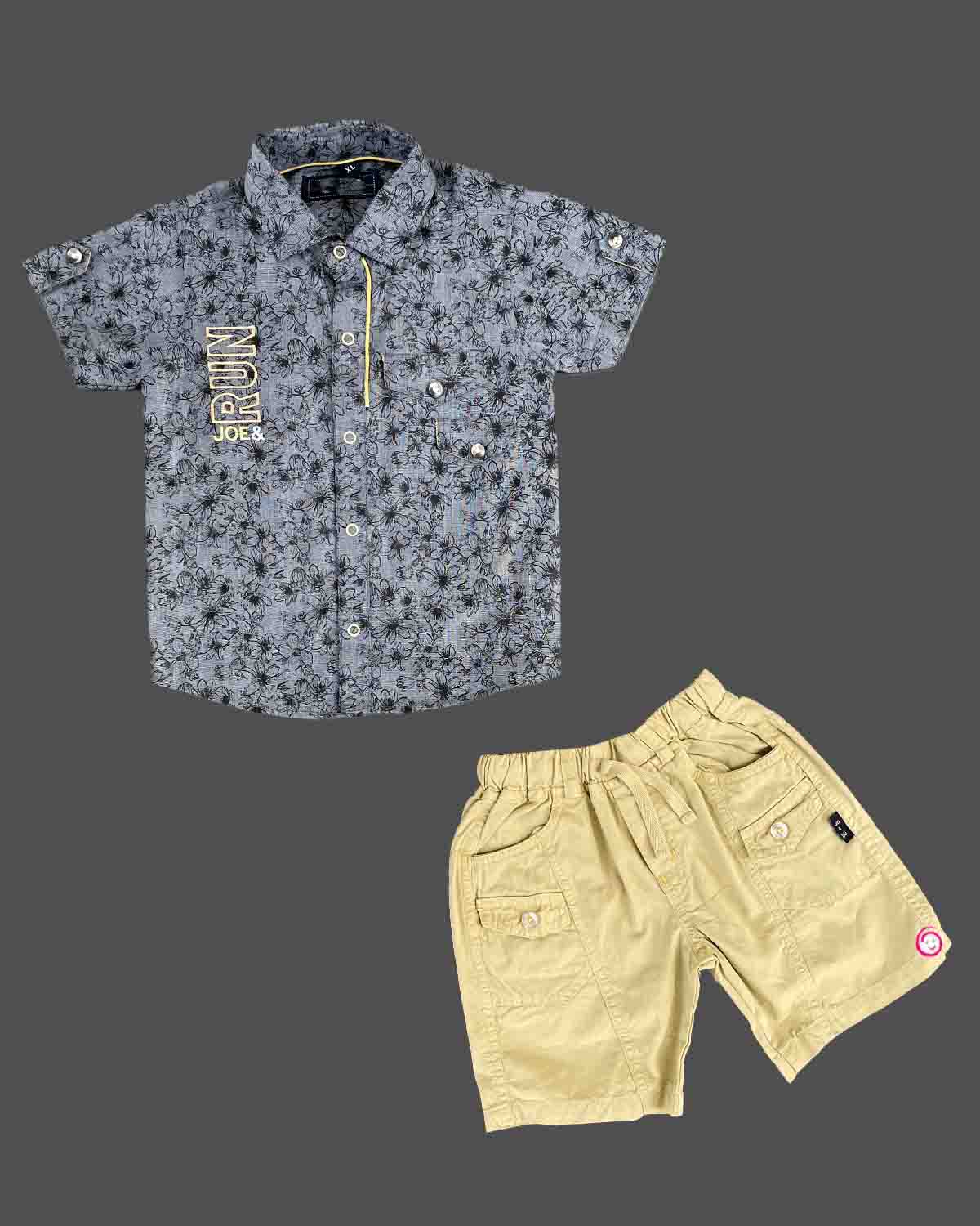 Boys casual t-shirt with shorts - Dark Grey