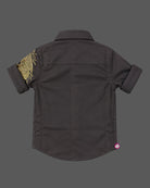 Boy dragon print shirt featuring pointed collar and button placket detail