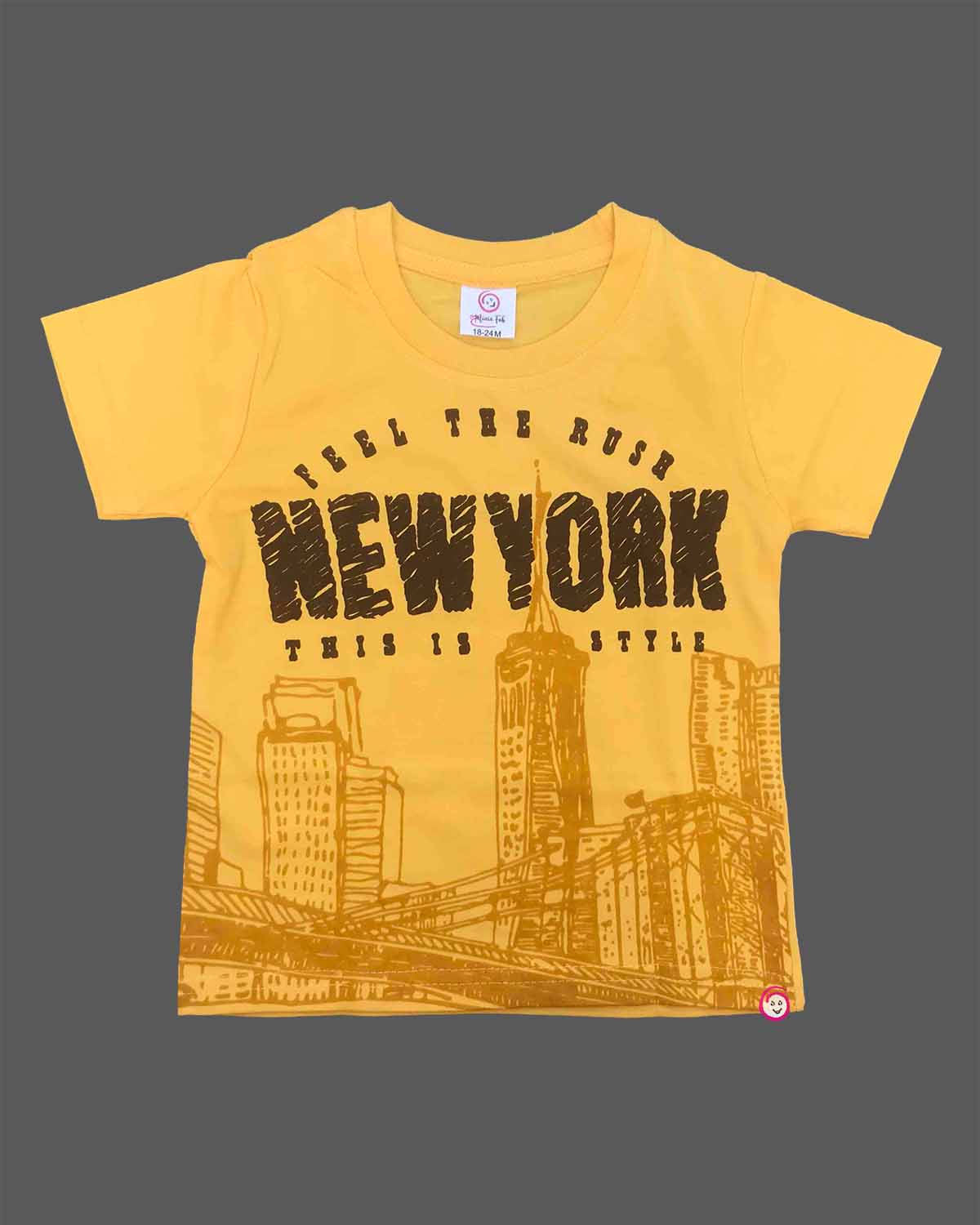 Toddler city print cotton t shirt with short sleeves and crew neck
