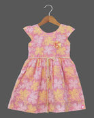 Girls elegant  printed casual frock - Baby Pink