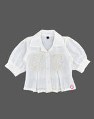 Girls Western Top with Lace Pockets and Puff Sleeves for Party Wear