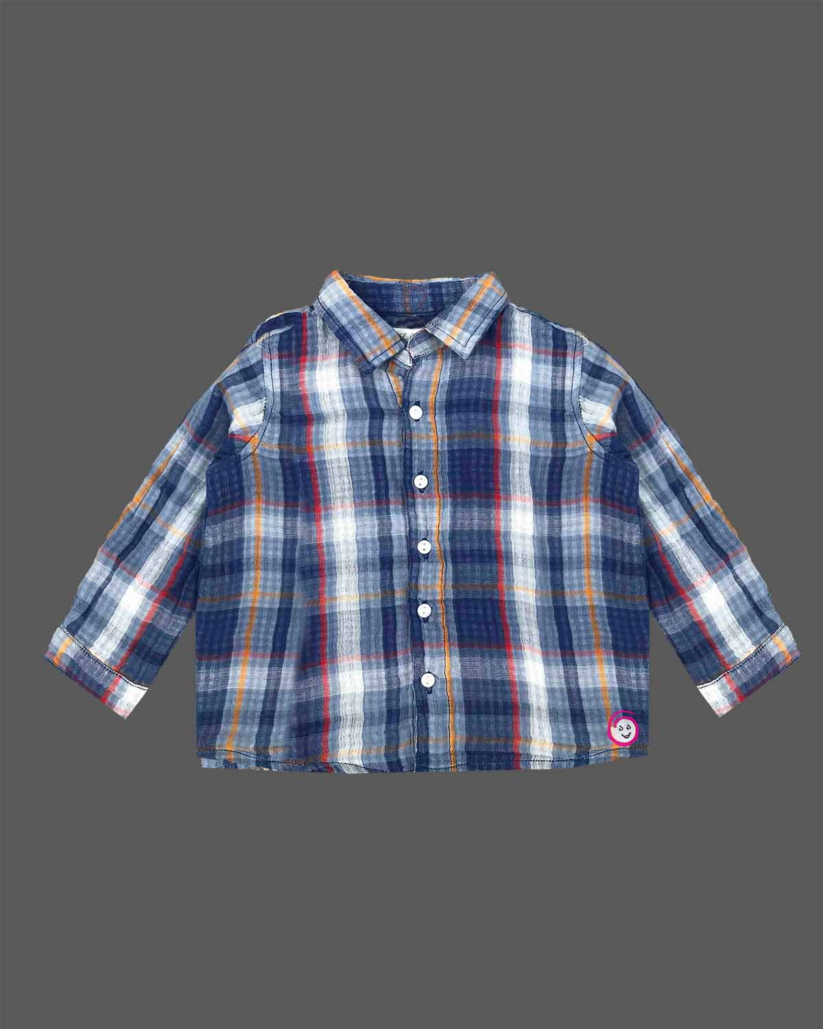 Infant checked cotton shirt full sleeves button down for casual gatherings and family outings