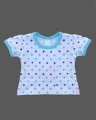 Girls puff sleeve printed tee with pinafore - Blue