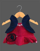 Toddler top and skirt set featuring jacket layer and embroidered details