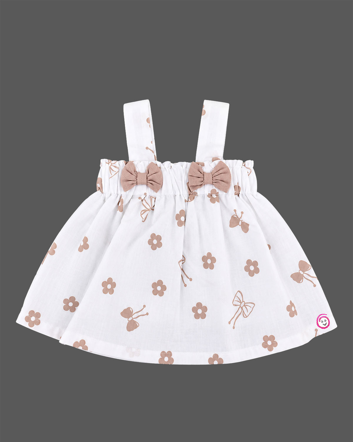 Baby girl clothes printed strap top with chest bows and belted shorts set