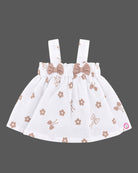 Baby girl clothes printed strap top with chest bows and belted shorts set