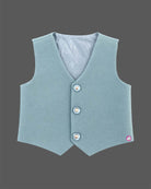 Boys embroidered formal suit set with rhinestone beadwork blazer vest and matching pant.