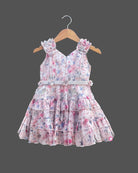 Girls all over printed western frock - Baby Pink