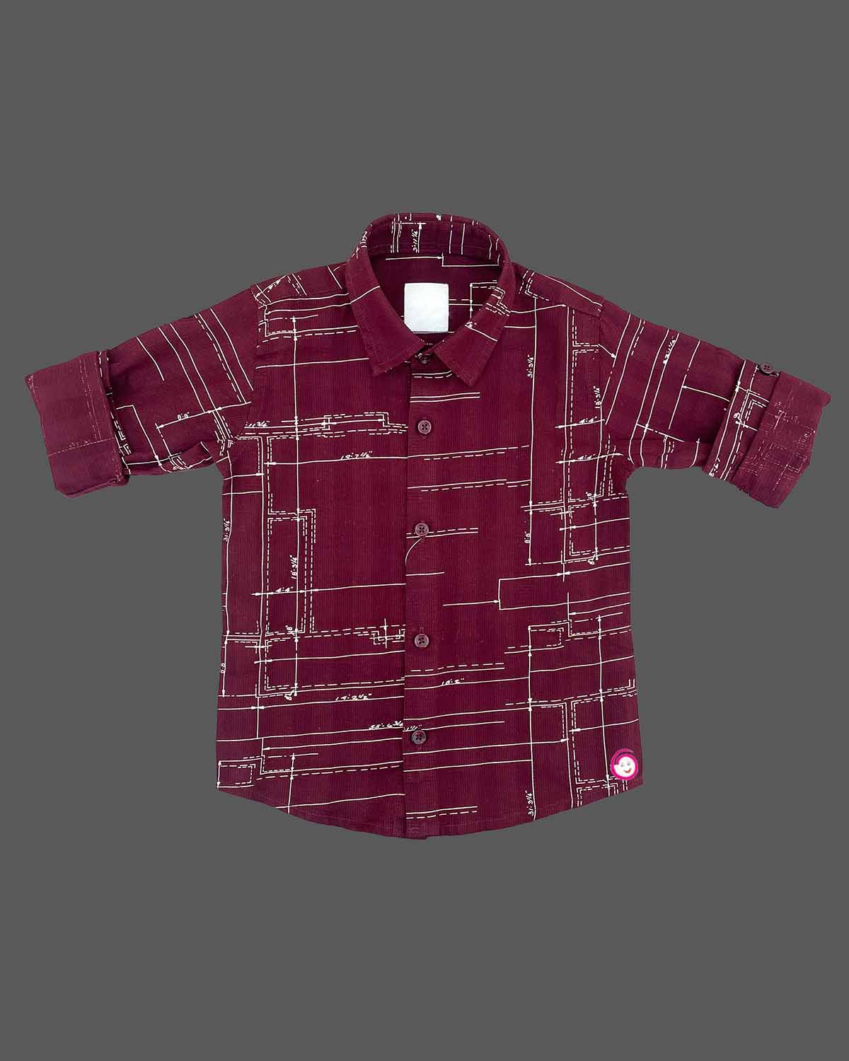 Boys overall printed shirt - Burgundy