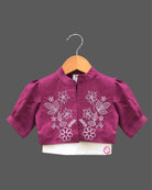 Toddler embroidered top skirt set with jacket for girls festive wear