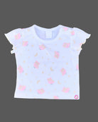 White pink owl print t-shirt and off-white owl embroidered Candy House girls knitted cotton pinafore dress for everyday casual wear and playtime