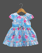 Girls cap sleeve with casual frock - Blue