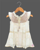 Toddler embellished infants frock and children western wear dress with frill sleeve for birthday party